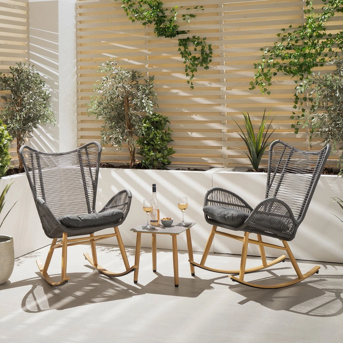 4 piece patio set with rocking chairs deals