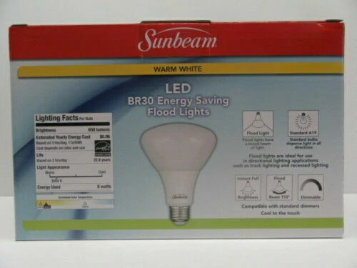 4X Dimmable Sunbeam LED Flood Light Bulbs BR30 65W Replacement Indoor - Image 4 of 4