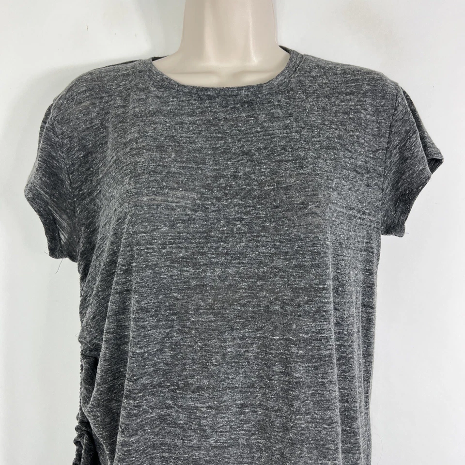 Camiseta Semilla Mostaza Mujer Mediana Manga Corta Cuello Redondo Asimétrica Acanalada Gris Foto 2 de 4
