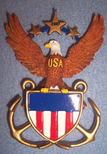 Hallmark NEW USA Military EAGLE ornament NAVY NIB Serving With Pride anchors 296 - Picture 3 of 3