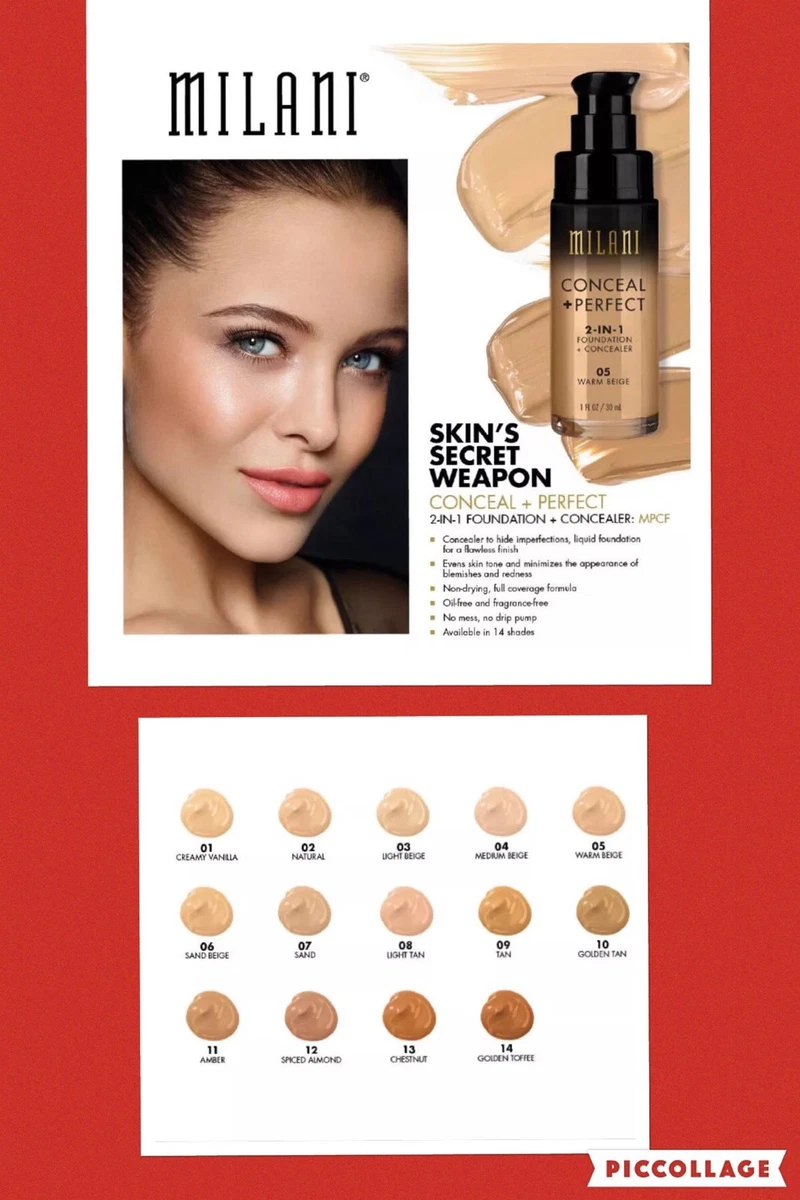 Milani Conceal + Perfect 2-In-1 Liquid Foundation + Concealer CHOOSE YOUR  SHADE