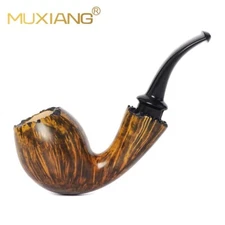 MUXIANG Briar Apple Pipe Smooth Wooden Tobacco Pipe With Burl Cumberland Stem