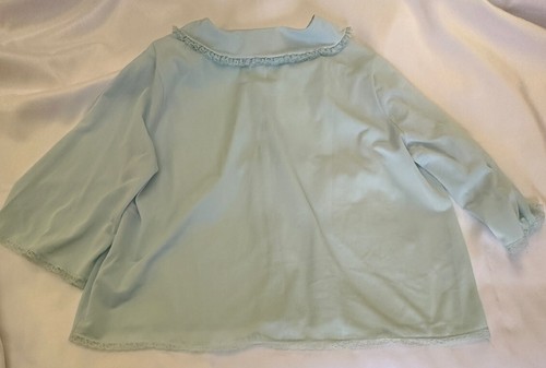 Vintage Lorraine Blue w Blue Lace Bed Jacket Lingerie Size XL - Picture 9 of 13