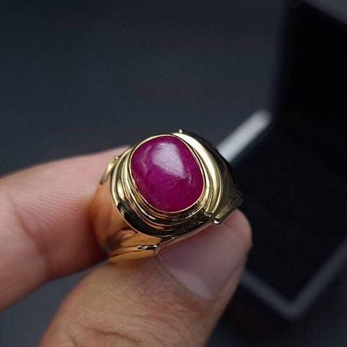 Unheated Untreated Ruby Ring mens Ring Wedding Gold rings 18k Yellow Gold Ring - Picture 6 of 10