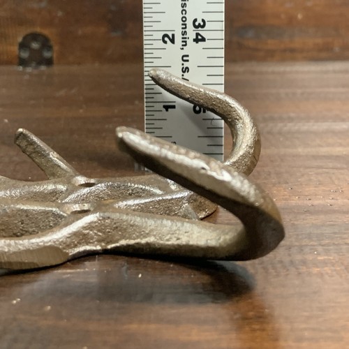 Rustic Cast Iron Antler Wall Hook Double Hanger Lodge Cabin Decor - Picture 9 of 9
