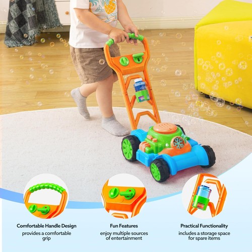 Bubble Lawn Mower Toy – Outdoor Push Bubble Machine - Toddlers, Boys & Girls - Picture 5 of 11