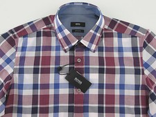 Men's HUGO BOSS White Blue Red Plaid LUCAS Shirt M Medium NWoT NEW 145
