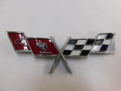 NOS OEM Chevrolet 1977 Corvette Fuel Door Emblem Ornament Trim Flags C3 Chevy - Picture 1 of 4