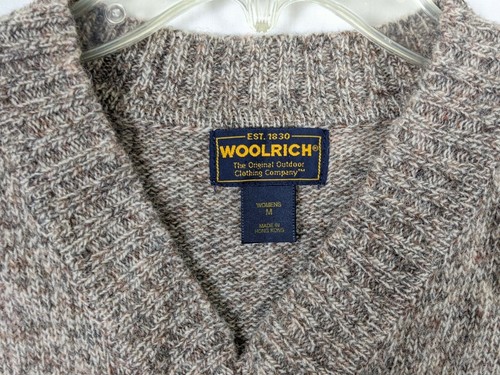 Woolrich Vintage Tumbleweed Cuello en V Marrón con Hojas Verdes Suéter 100% Lana M - Imagen 7 de 7