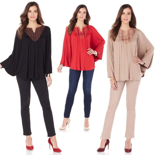 Camicetta contadina ricamata DG2 by Diane Gilman 430857-J (M, Cremisi) - Foto 1 di 2