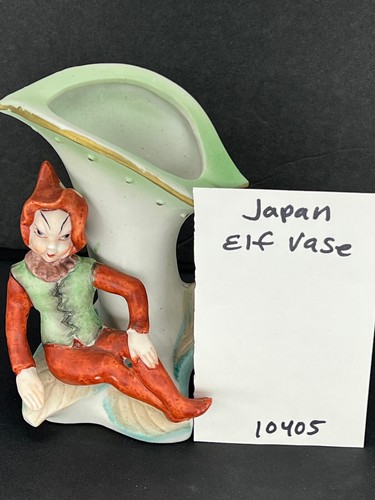 Garden Pixie Elf Lilly Flower Vase Planter Ceramic Japan 1940s Vintage reclining - Picture 6 of 9