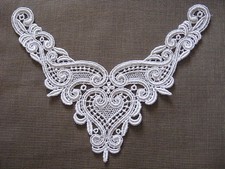 16 PCS GORGEOUS WHITE HEART RAYON VENISE YOKE APPLIQUE