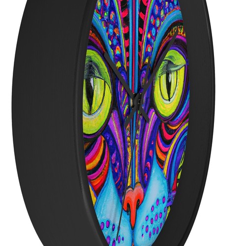 Retro Cat Art Abstract Style Print Wall Clock Gift for Pet Lovers Cat Lady - Picture 15 of 19
