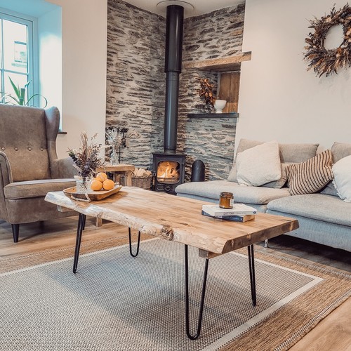 VENA Live / Waney Edge Coffee Table / Rustic Solid Wood / Timber Coffee Table - Picture 2 of 11