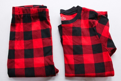 Carter's Unisex Kid's Buffalo Check Cotton Pajama Set AW5 Red/Black Size 10