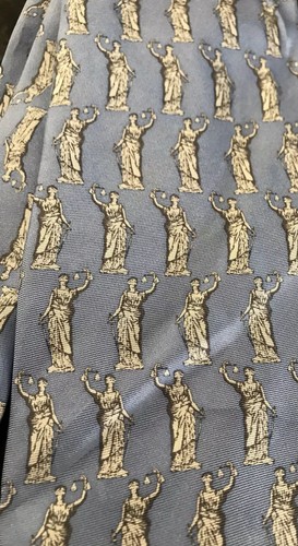 Josh Bach Silk Tie Blue Silver Scales of Justice Lawyer Handmade Necktie 4 x 59 - Picture 5 of 6