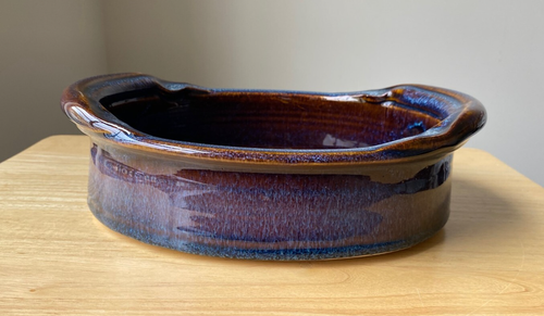ROBIN MORRIS DUNNMORR STUDIO 11" x 9.25" Blue Brown Porcelain Baking Dish - VGUC - Picture 4 of 6