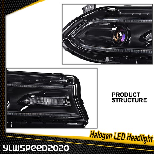 Passenger Side Fits 2015-22 Dodge Charger Halogen W/LED DRL Projector Headlight - Picture 5 of 10