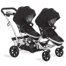 Dream On Me Track Tandem - Double Umbrella Stroller in Black, Lightweight Twin S