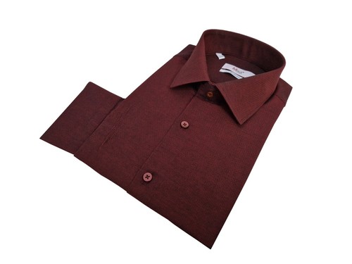 Slim-fit men's shirt long arm patterned size S wine red 37/38 - Picture 6 of 8