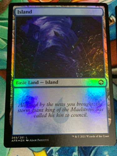 C756 MAGIC GATHERING FORGOTTEN REALMS FOIL BASIC LAND ISLAND 2X NM MTG - Picture 2 of 18