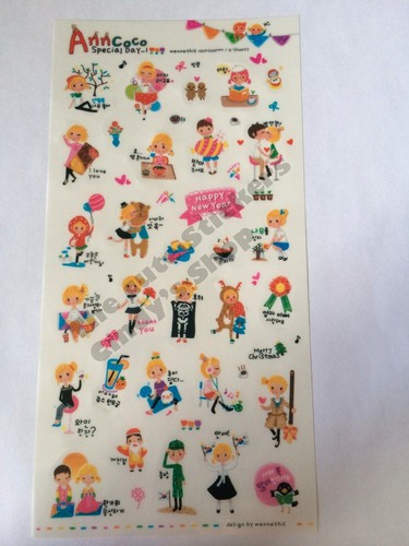 #62 Ann Coco Cute Candy girl PVC Stickers Deco 6 sheets - Picture 6 of 7