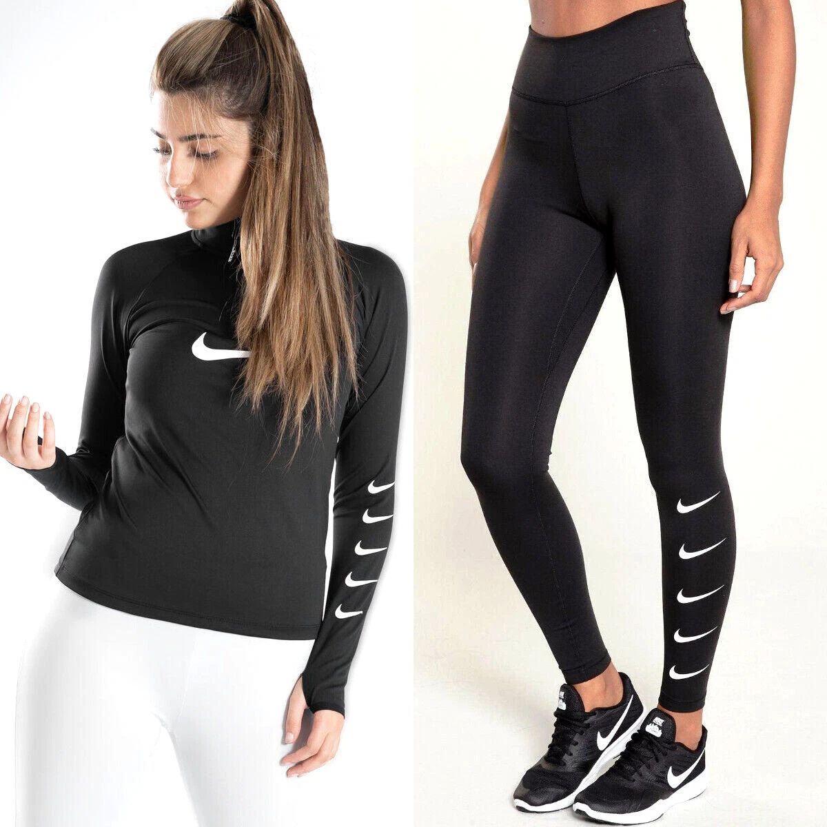 Nike Womens Sport Leggings Swoosh Sweatshirts Logo Light Stretch Fabric S M  L XL