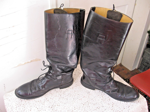 VTG MENS MANFIELD BY EISER'S BLACK LEATHER POLICE MOUNTY MOTOR COP LACED BOOTS - Picture 6 of 16