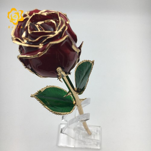 G029 24K Gold Plated Natural Red Rose Great Valentine Day Preserved Fresh Flower - Picture 5 of 12