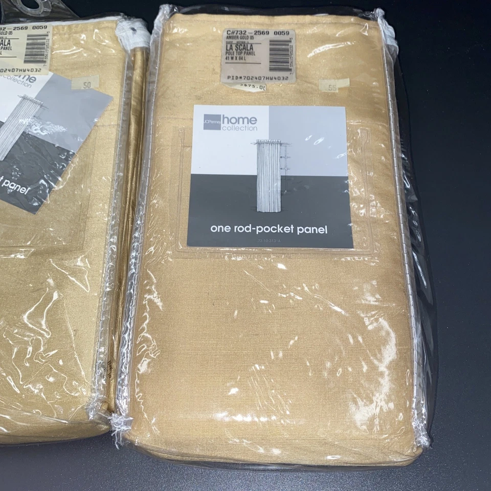 JC Penny Home Varilla de Seda Bolsillo Forrado Paneles Ámbar Dorado 41"X 84" 1 Par (2) Foto 2 de 4
