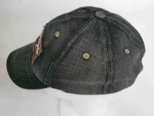 Los Angeles Distressed black Denim Patch adjustable Strap Ball Cap - Picture 5 of 8