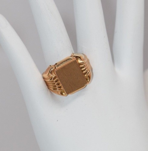 18K Rose Gold Men's Signet Ring "New old Stock" , size 10.5 - Picture 5 of 9