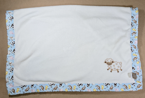 TREND LAB Baby Blanket Sheep w Farm Animals Cows Pigs Blue Trim ~38 x 28 Unisex - Picture 4 of 9