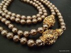 Champagne Faux Pearl Necklace-Magnetic Clasp-28",30" Pair of Joan Rivers Knotted