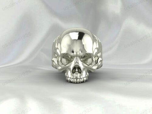 Anillo de sello único con diseño de calavera para hombre, joyería hecha a mano de plata de ley 925 - Imagen 2 de 24