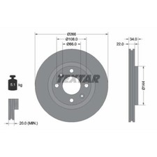 TEXTAR 2x Bremsscheibe vorne Ø266 mm außenbelüftet für Peugeot 206 CC 2D 1.6