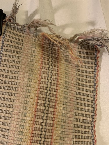 Country Kitchen Rug Woven Cream Red Blue Green Cotton 25” X 51”Fringed Farmhouse - Picture 4 of 5
