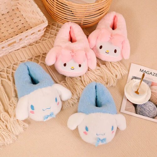 Cartoon Sanrioed Kuromi Hello Kitty Y2K Plush Slippers Women Melody Cinnamoro... - Picture 2 of 10