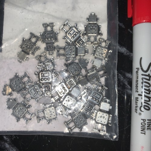 Antik Versilbert Schmuckherstellung Charms Roboter Liebhaber 20 Stück - Bild 4 von 6