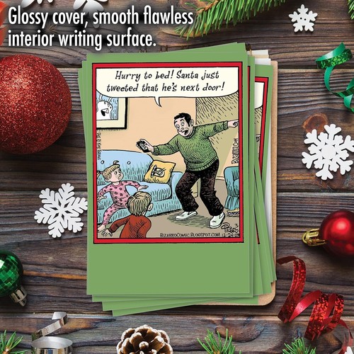 Funny Christmas Card w/ Envelope - Santa Just Tweeted (Nobleworks) - Picture 5 of 6