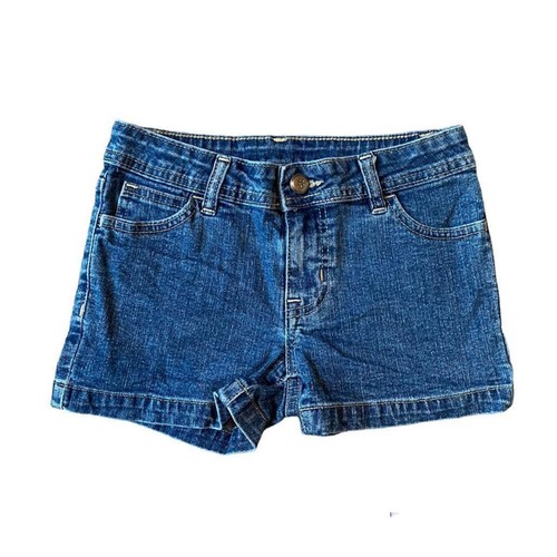 Girls 8 Faded Glory Dark Wash Denim Blue Jean Pocket Shorts Adjustable Waist - Picture 1 of 2