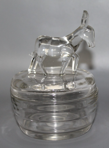 Vintage Jeanette Glass Donkey Covered Powder Trinket Jar EAPG - Picture 6 of 8