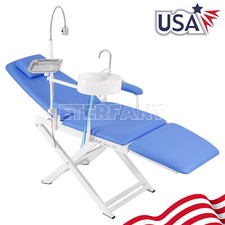 Portable Dental Chair Mobile Exam Folding Silla With LED Light Lamp+Tray Blue US