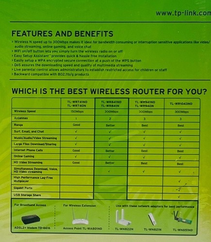 Wireless WiFi Router AP/Range Extender/WISP Mode TP-Link TL-WR841N 300Mbps - Picture 8 of 9