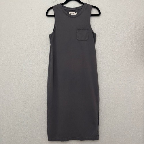 Pact Organic Cotton Sleeveless Midi Dress Gray Women's Size Small