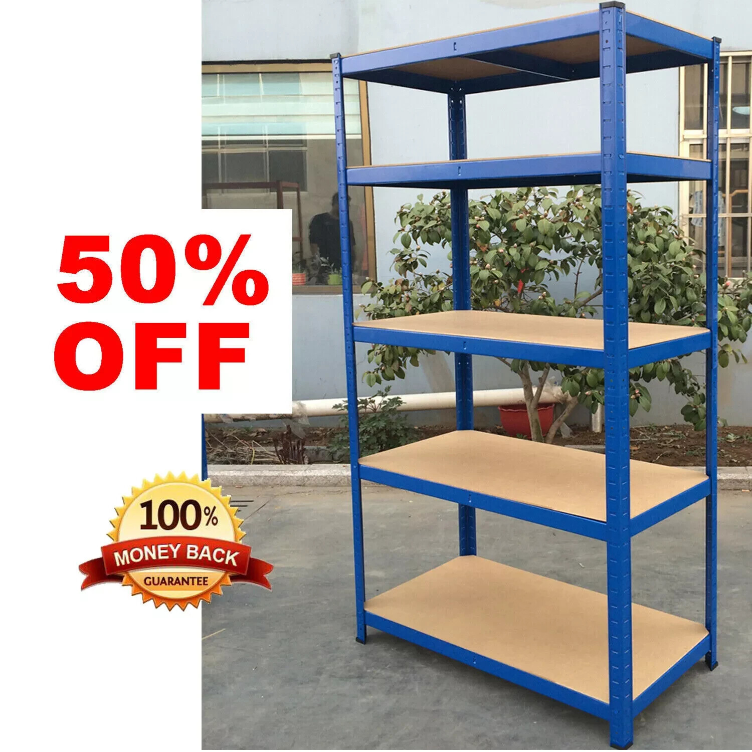 5 Tier Racking Heavy Duty Garage Shelving Storage Shelves Boltless Steel Unit