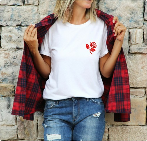 Single Rose - T Shirt Cute Classic Unisex Tee Top 100% Cotton - Picture 27 of 37