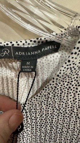 Pois Adrianna Papéll bianco/nero nuovi con etichette increspati SS a costine elasticizzati taglia M - Foto 5 di 8