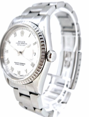 Rolex Mens 36mm Oyster  Datejust Stainless Steel White Dial Quick Set  16220 - Picture 4 of 7