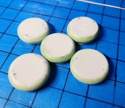 Set of 5 Vintage Green Hand Painted Ruffled Edge Porcelain Open Salt Cellars  - Picture 3 of 5